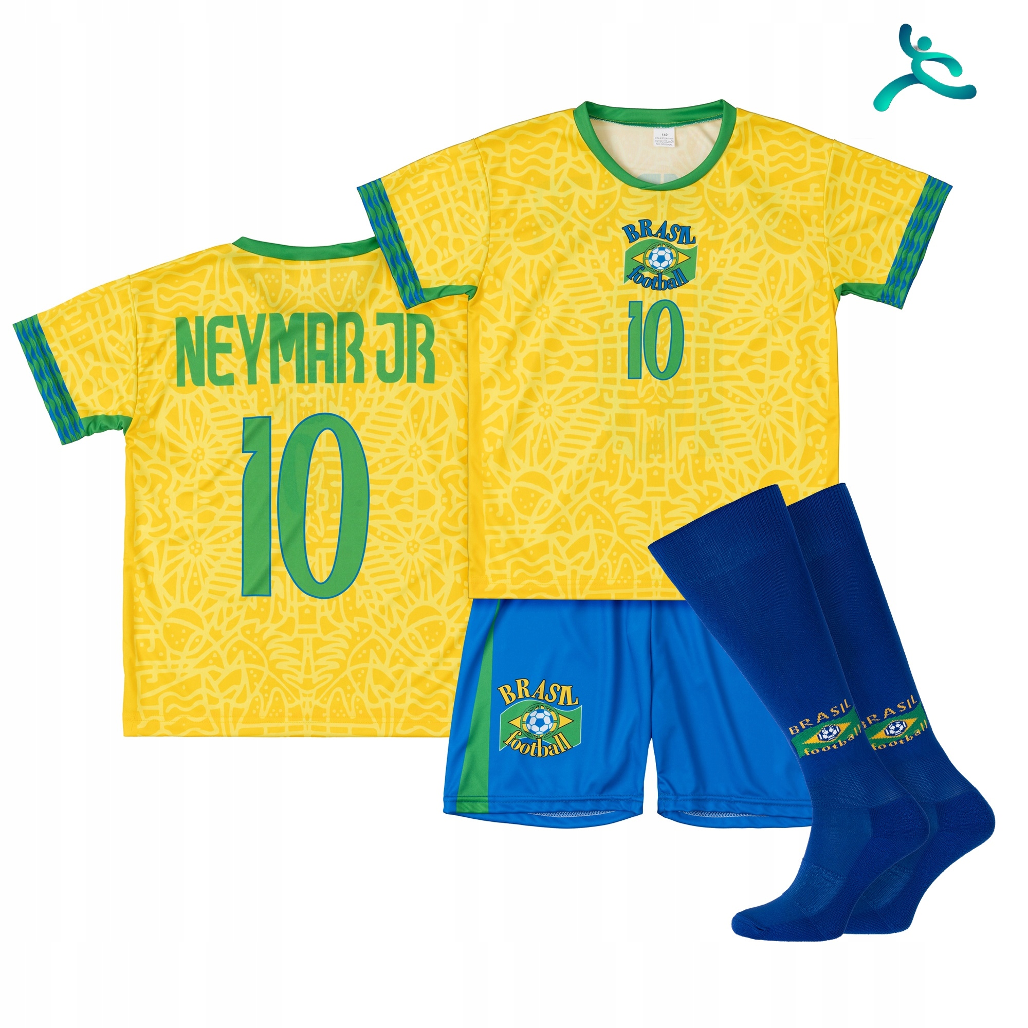 Strój komplet piłkarski getry Neymar Jr. Brazylia rozm. 116