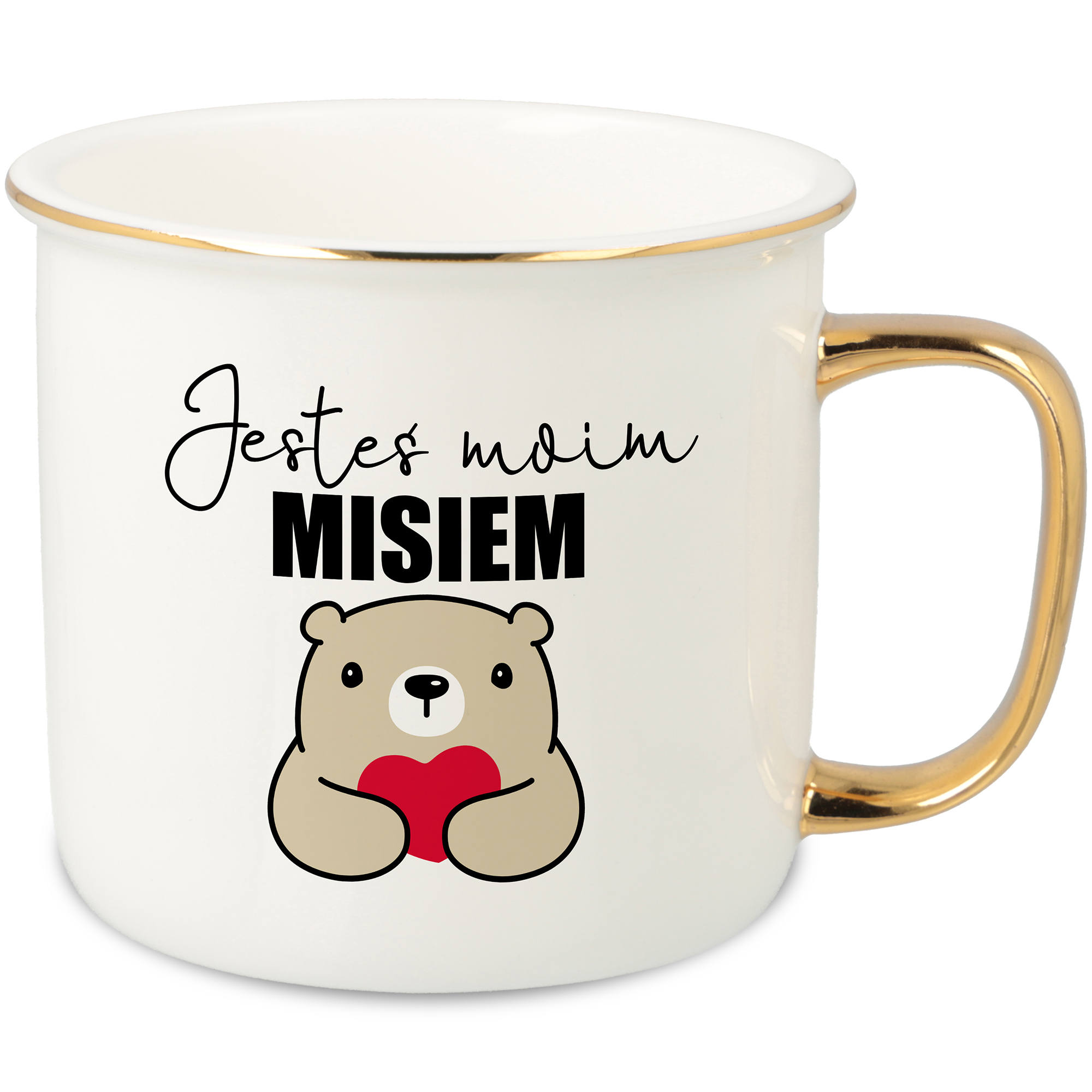 Hrnek Ucho Forma Zlatý Porcelánový Retro 280ML Dárek Pro Manžela MIX Vzorů