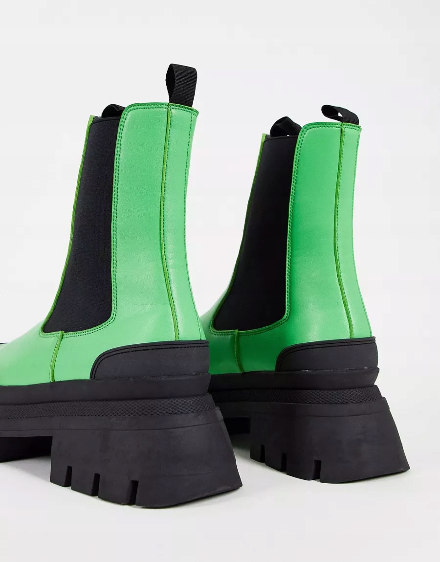 SZTYBLETY MĘSKIE ZIELONE NA PLATFORMIE 39 2RTR Nosek okrągły