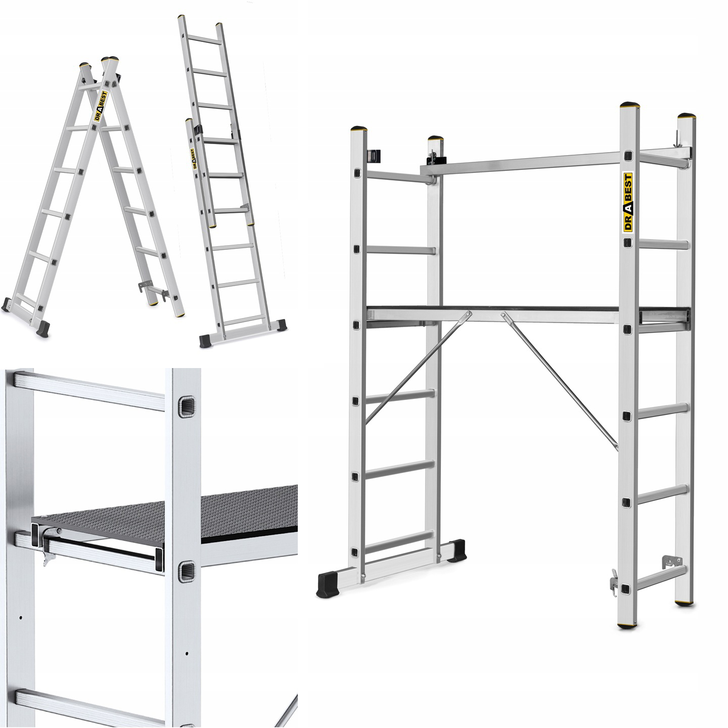Hliníkové rebríkové lešenie, pracovná plošina 2x6 Drabest Pro 150 kg