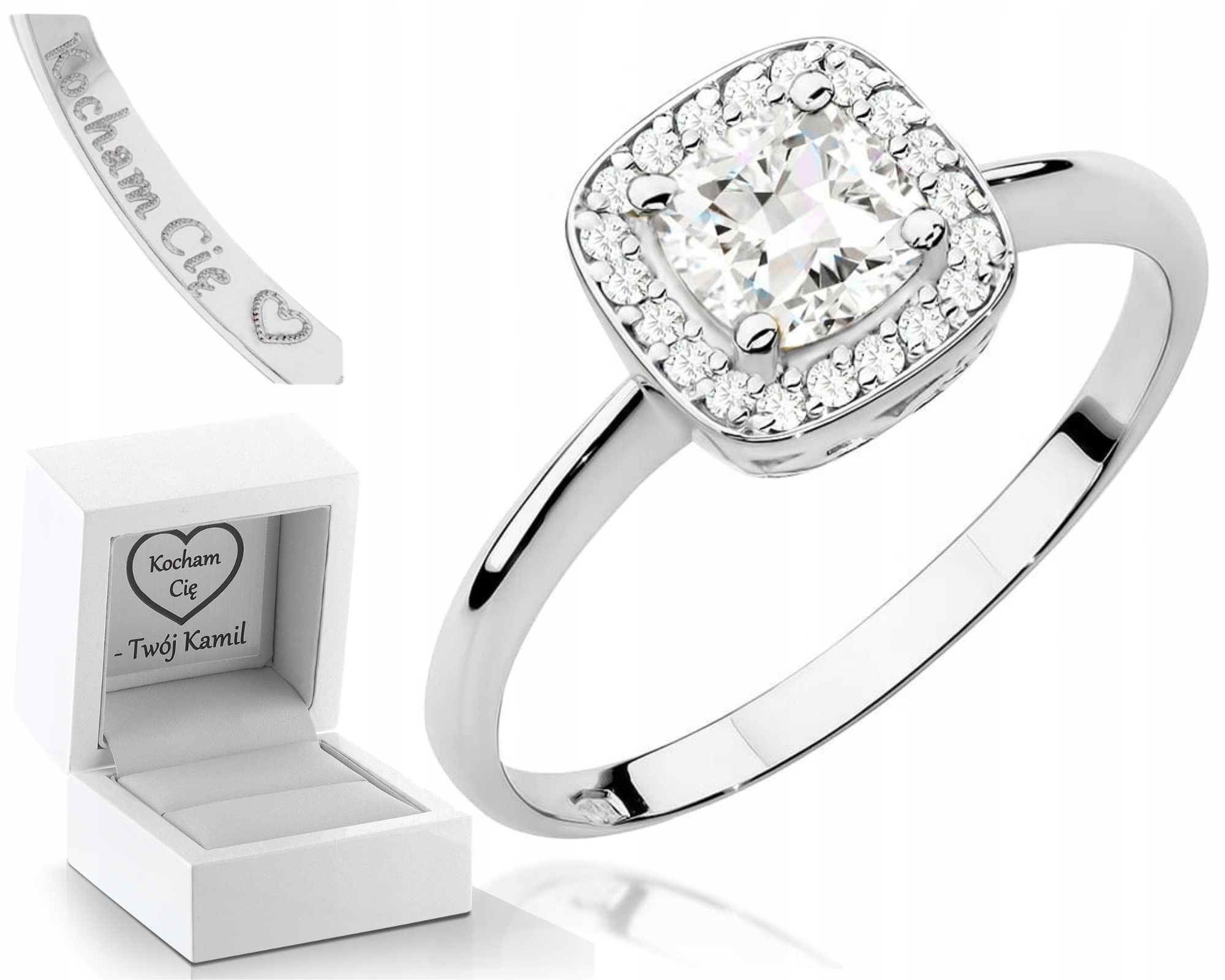 Bílý Zlatý Prstýnek S Bílým Svícnem A Diamanty