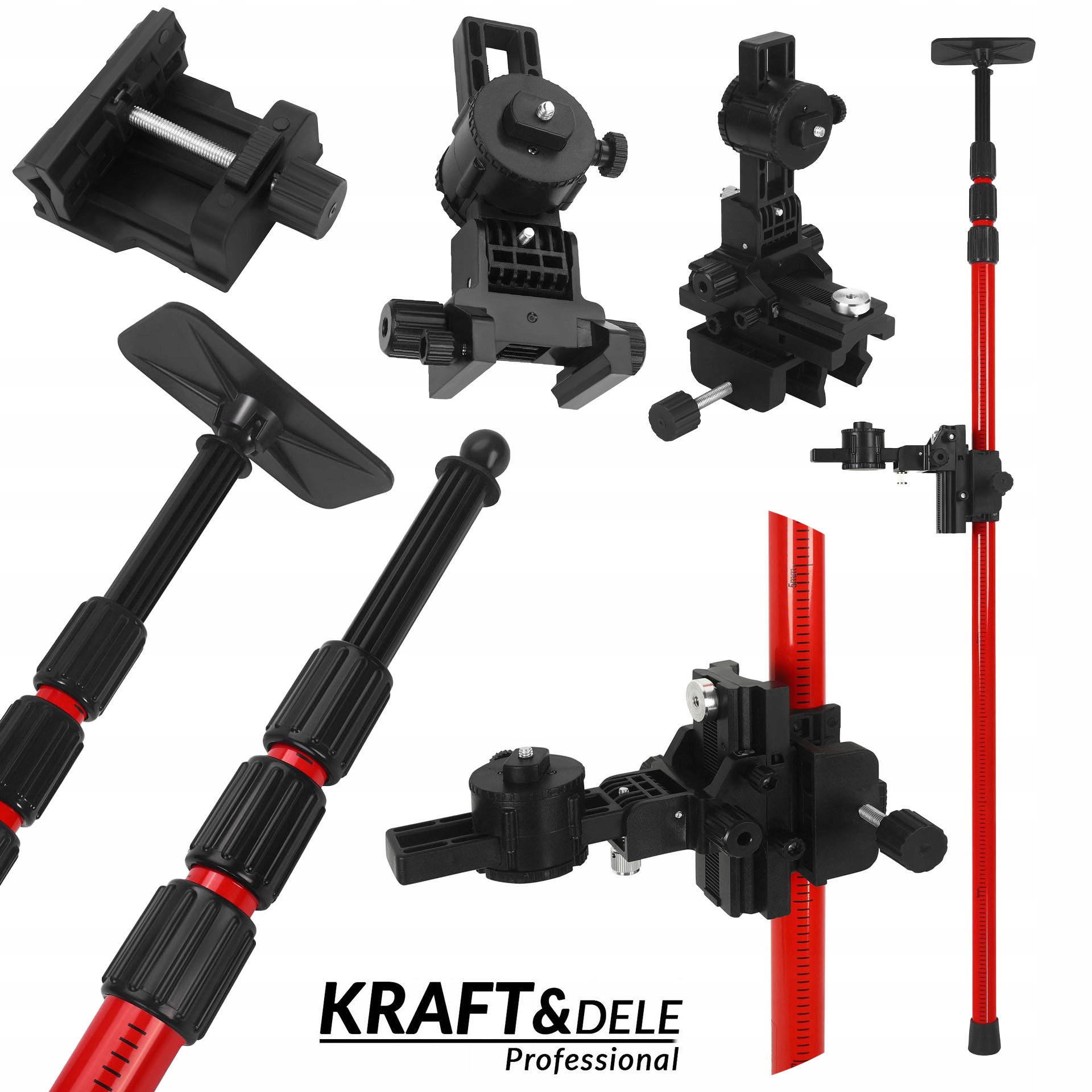 Rozpěrná tyč pro laserovou vodováhu 3 m 1/4" 360° -45° až 45° Kraft&del
