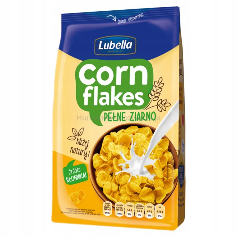 Levně Lubella Corn Flakes Plné zrno Kukuřičné vločky 500 g