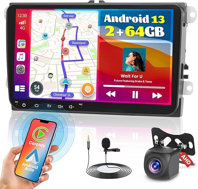 Rádio Android 13 4+64 Gb – Vw Golf 5 6 Polo Passat Touran/ Tiguan 9"