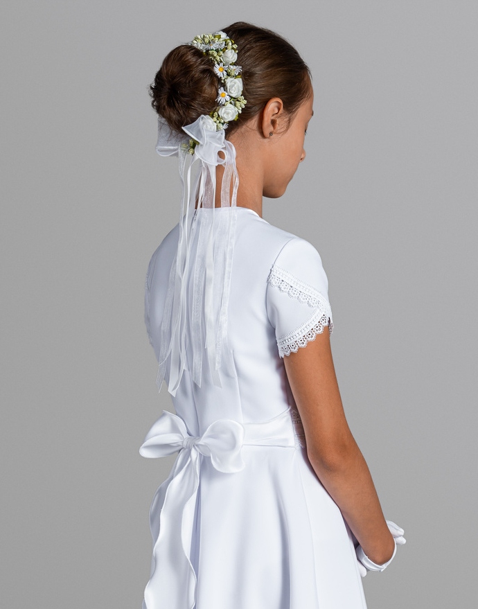 Biała Alba Komunijna PM510 – Wyjątkowa Alba Sukienkowa, Szyta na Miarę Rozmiar 146