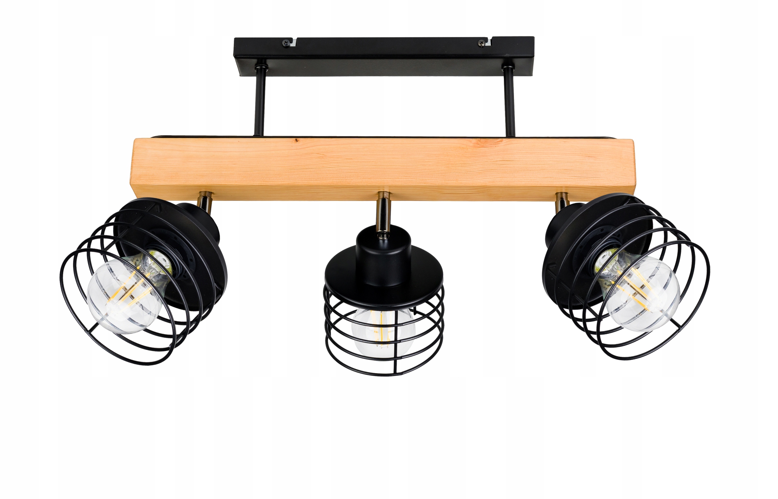 Dřevěná stropní lampa Lustr Stropní Svítidlo Loft Černá na 3x Klosz E27