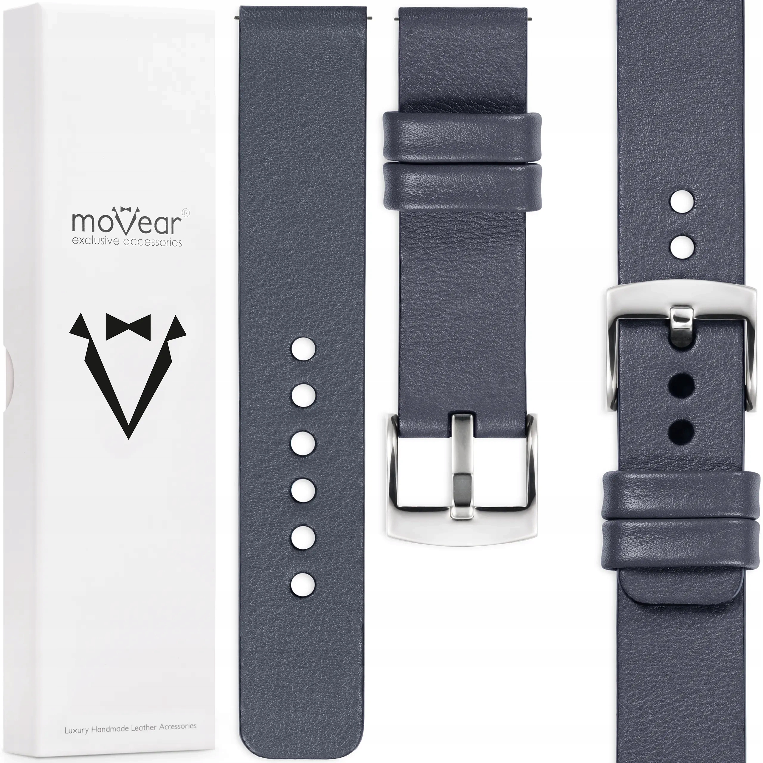 Pásek 24 mm pro prémiové hodinky, exkluzivní, stylový, šedý, ocelový