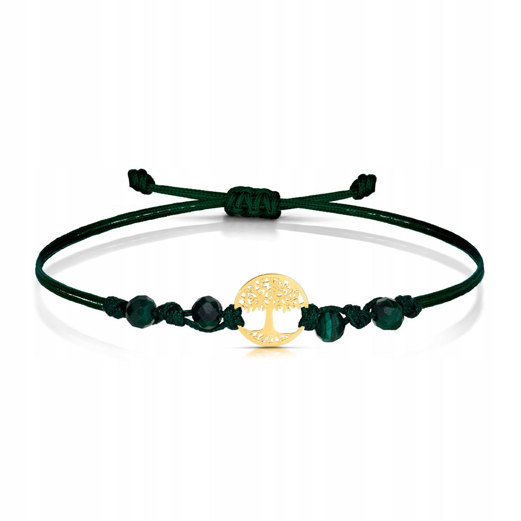 Šňůrkový Náramek Stromek Štěstí Malachit