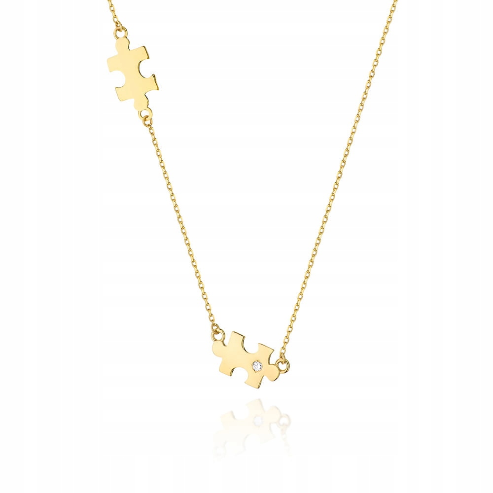 

Złoty naszyjnik celebrytka puzzle brylant pr. 585