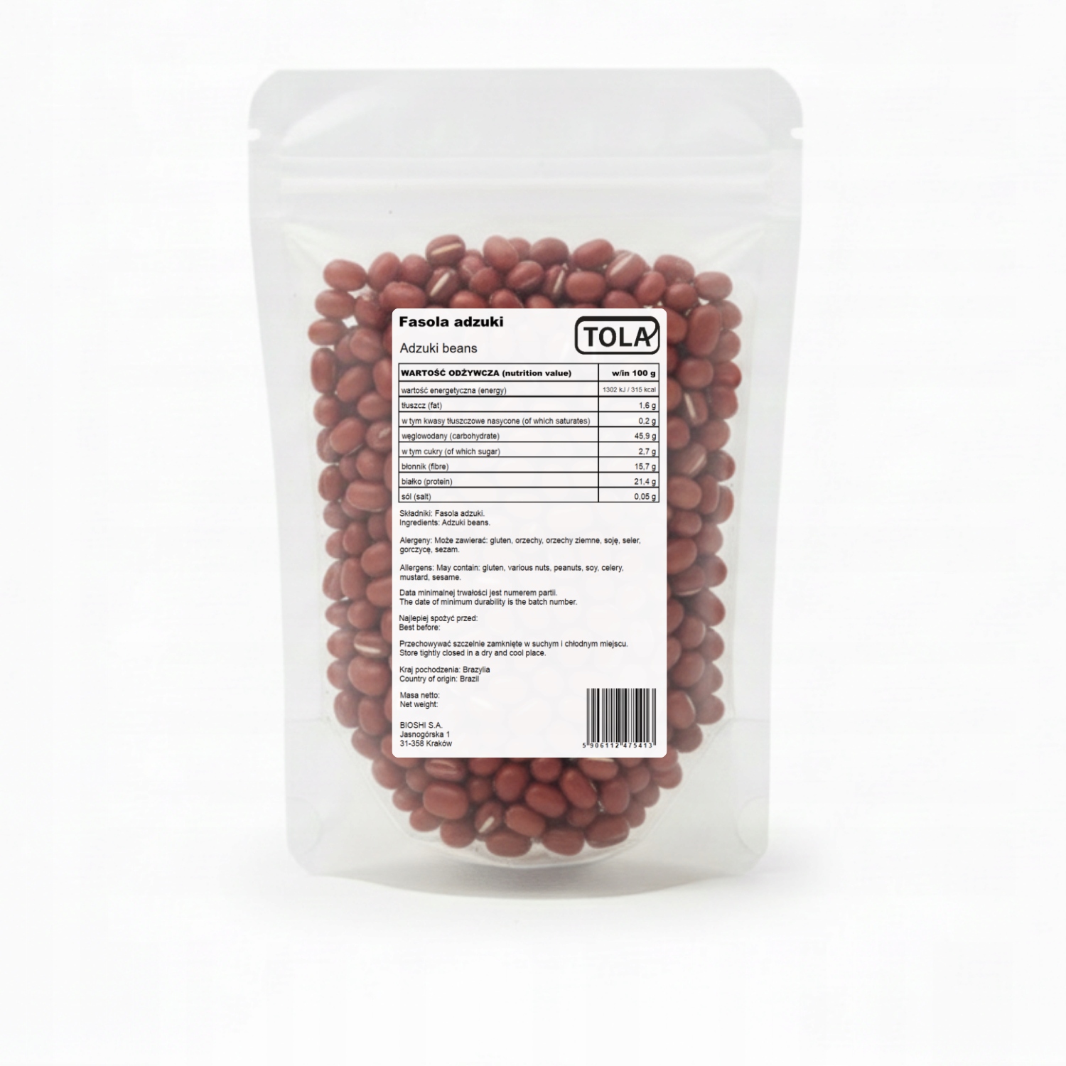 Fazole adzuki 10 kg přírodní, vysoce kvalitní Tola