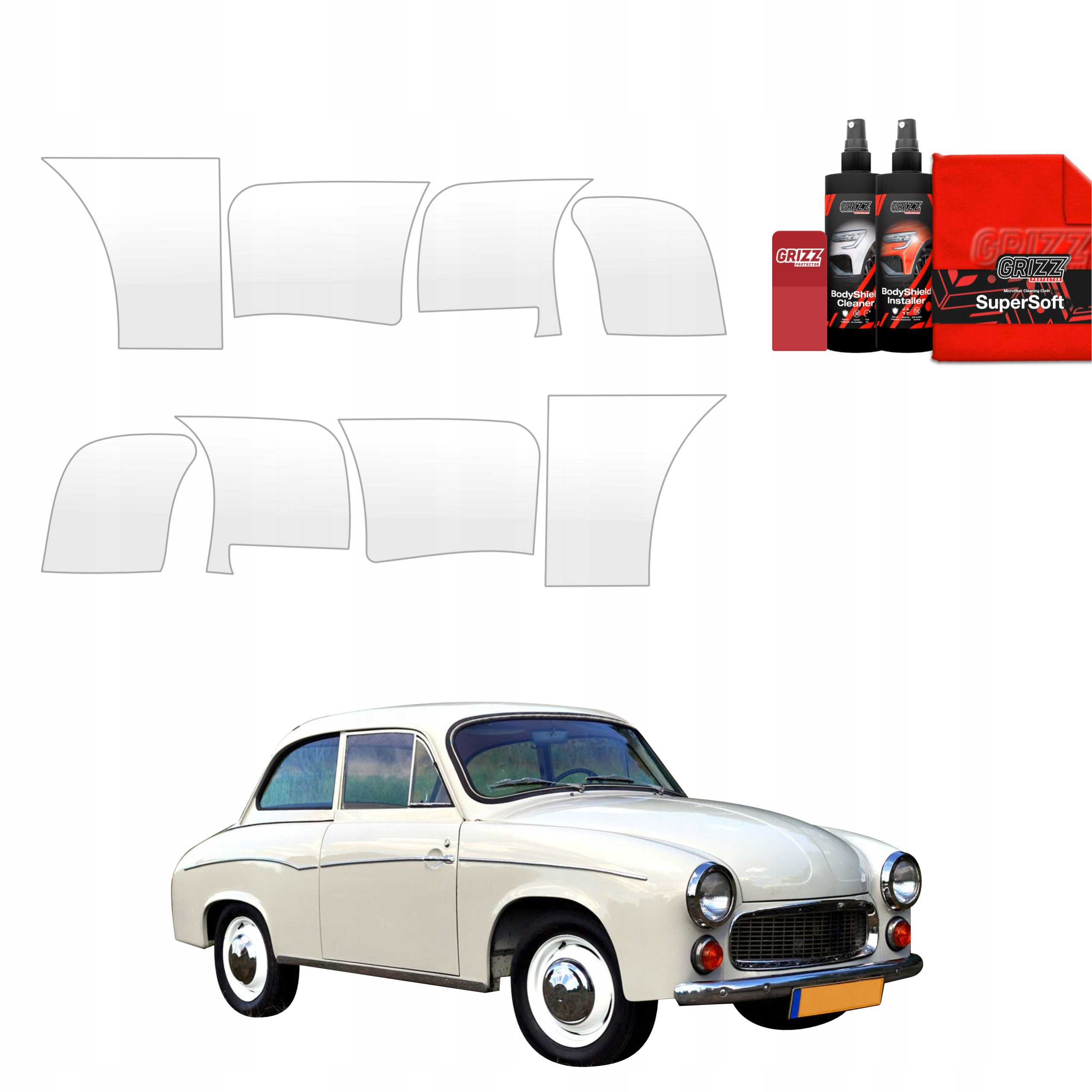 8v1 Fólie Ppf dýha na podběhy kol pro Varšava 101 (1960-1962)