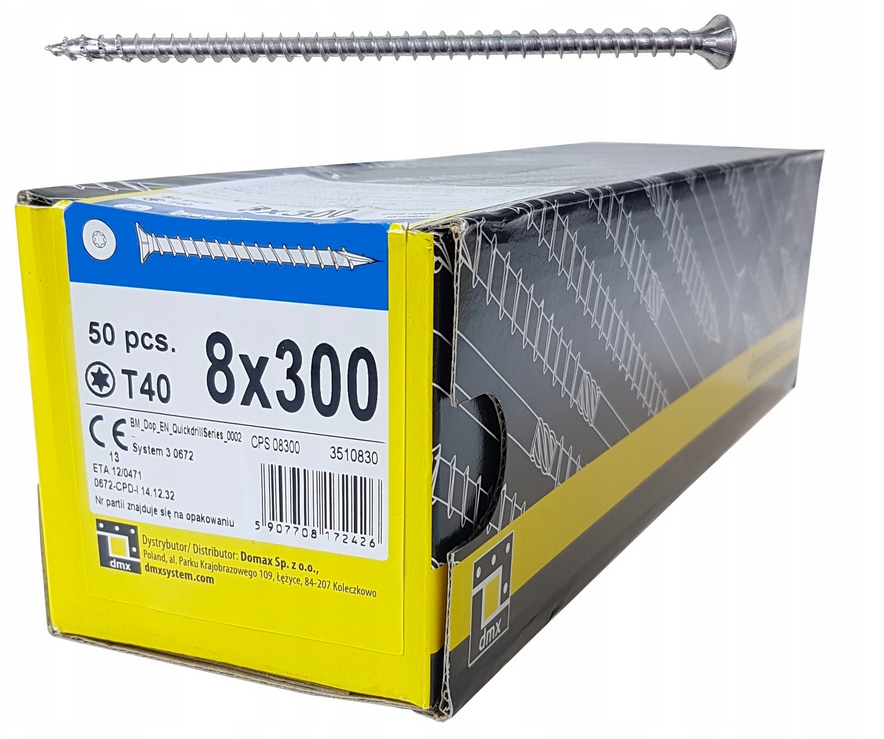 

Wkręt Ciesielski Cps 8x300 Pełny Gwint Łeb Stożek