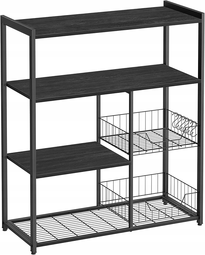Štýlový organizér do kuchyne Vasagle 80x35x95 cm – regál s policami, čierny
