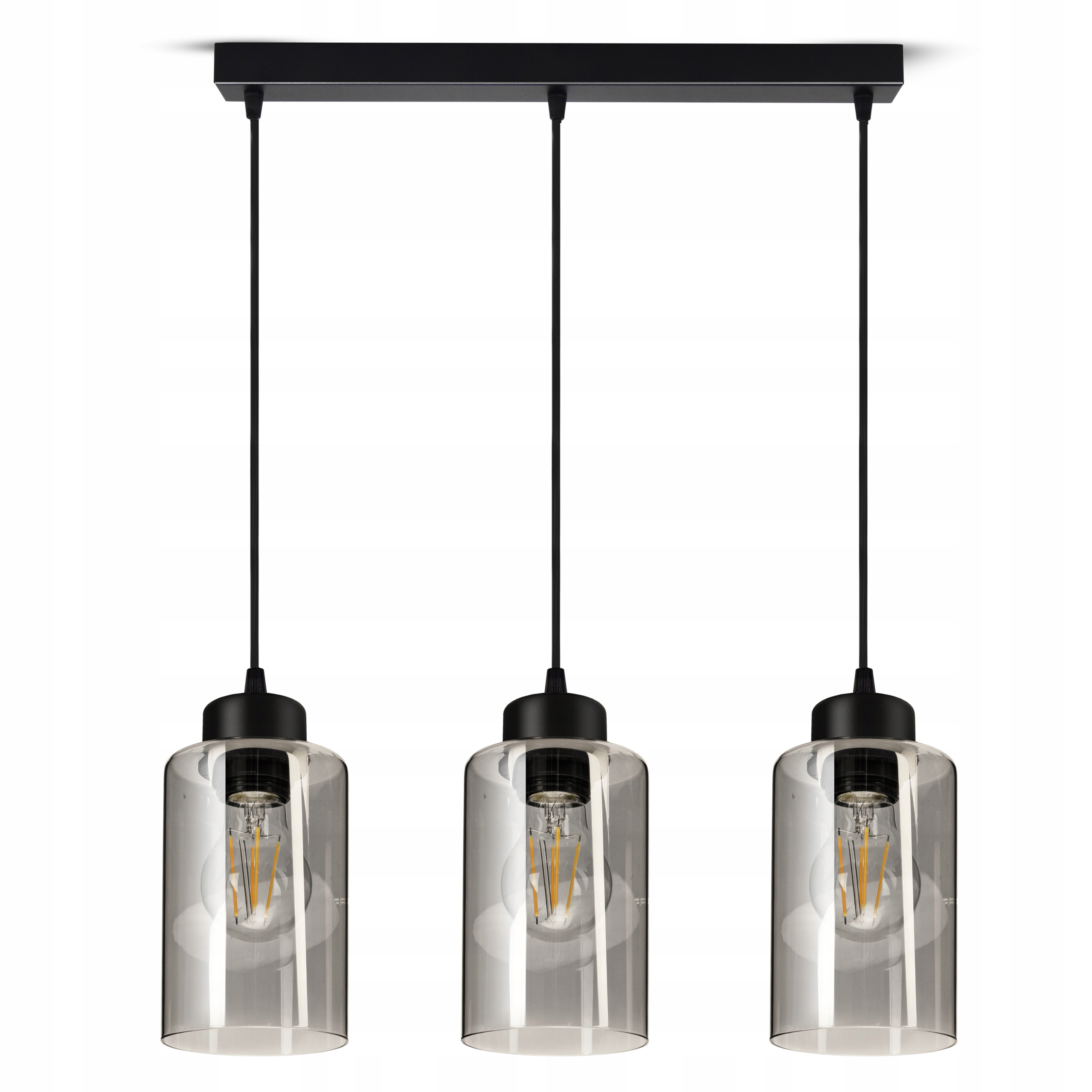 Lampa Wisząca Sufitowa Żyrandol Czarna Szklana Glass Tube 535-BZ3 Led E27
