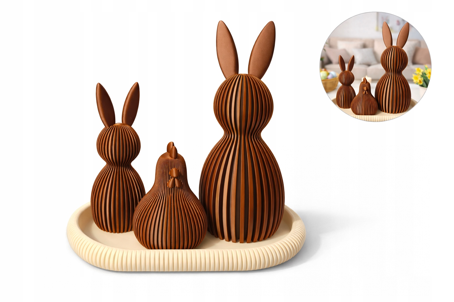 Velikonoční zajíček Sada Velikonoční dekorace Dekorace Králíci Ozdoba 25 cm