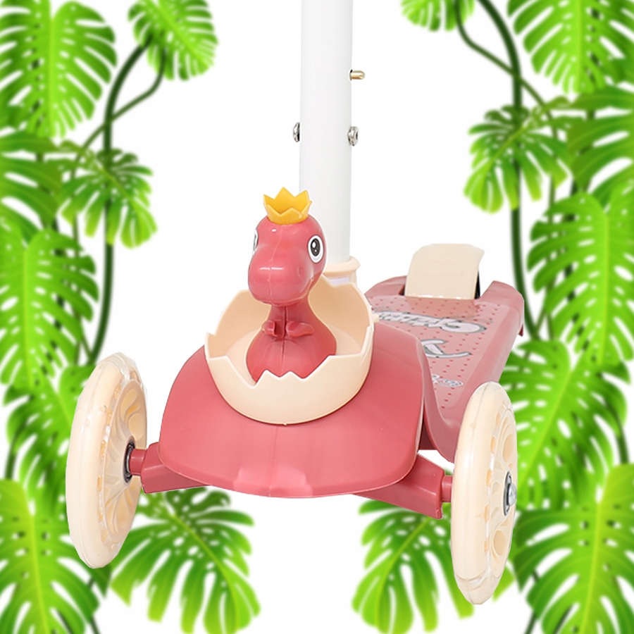 HULAJNOGA DINOZAUR DLA DZIECI TRÓJKOŁOWA BALANSOWA ŚWIECĄCE KÓŁKA SKŁADANA Koła Kauczukowe