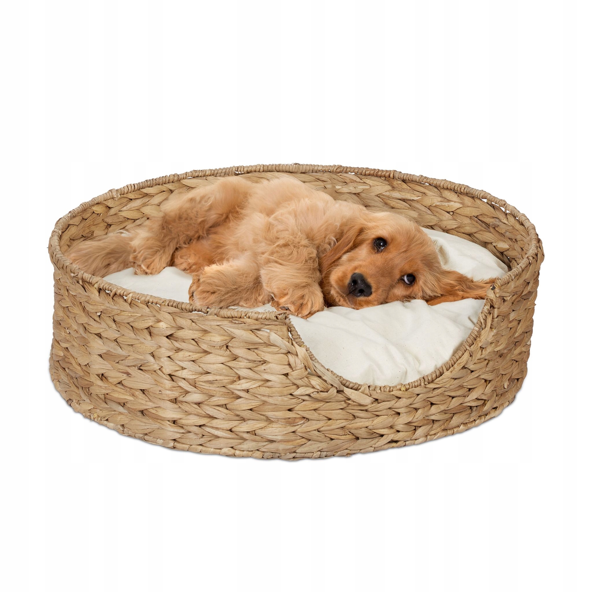 Relaxdays Legowisko Dla Psa 15x49CM Kosz Z Poduszką Mata Okrągłe Plecione