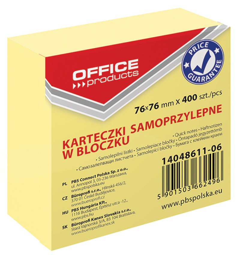

Kostka Samoprzylepna Bloczek 76X76MM, 400 Kartek