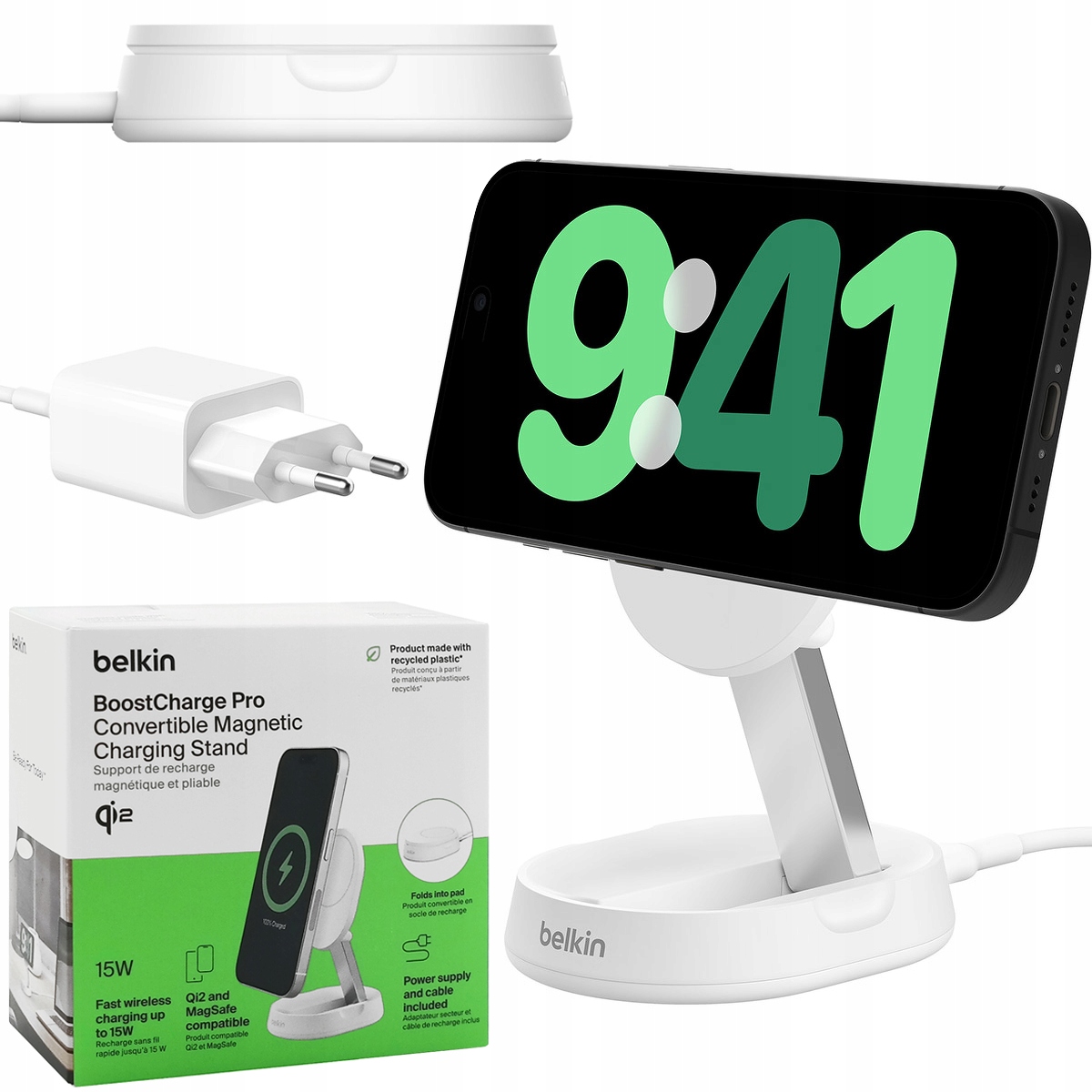 Bezdrôtová nabíjačka pre iPhone 17 16 15, Skladacia MagSafe Qi2 stanica 15W
