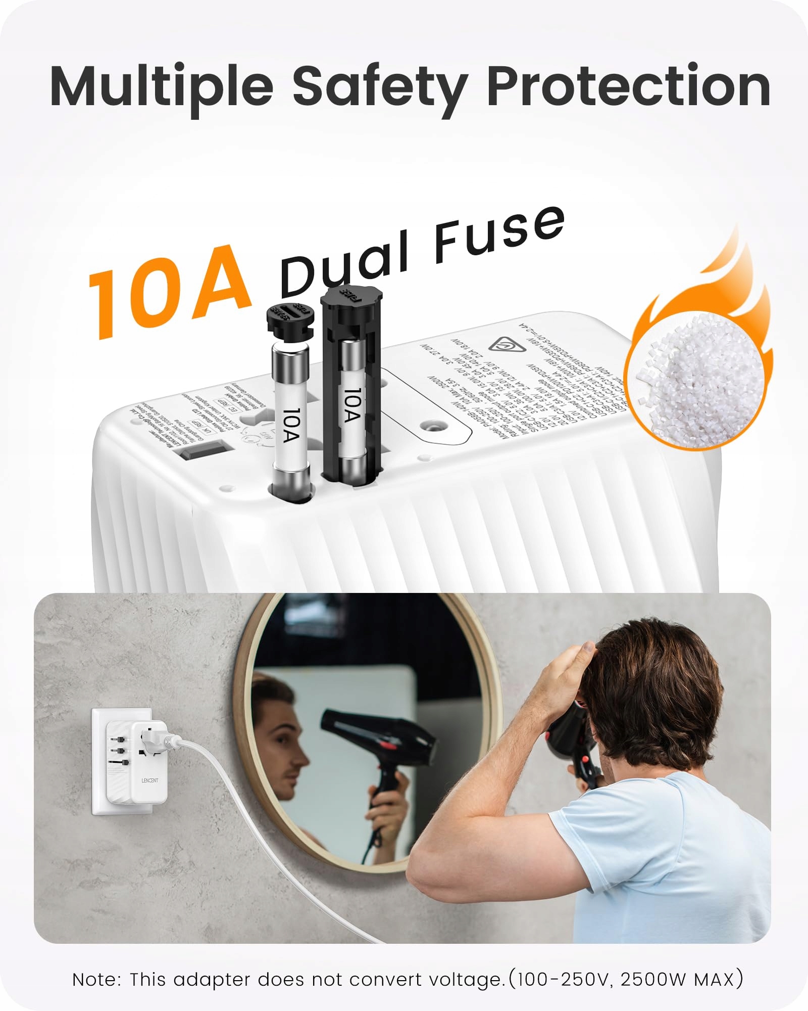 LENCENT Międzynarodowy adapter podróżny, 120 W GaN3 adapter z 3 PD3.0 — miniatura 8