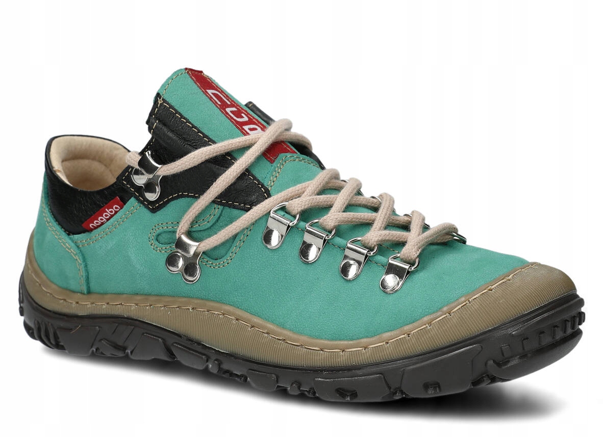 NAGABA 054 MIĘTA- WYGODNE, SKÓRZANE PÓŁBUTY TREKKINGOWE DAMSKIE