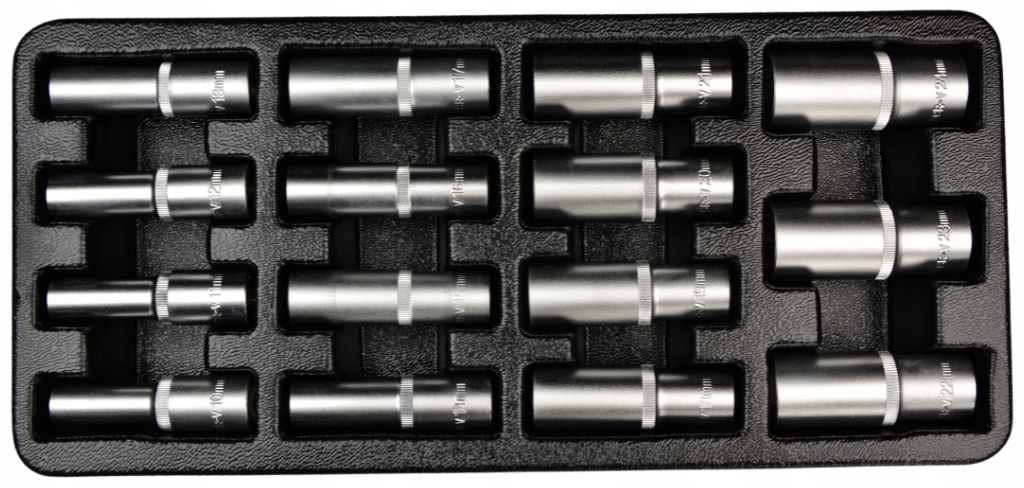 Sada dlouhých nástrčných klíčů 1/2'' 15ks Vložka do skříňky Farys FR1840