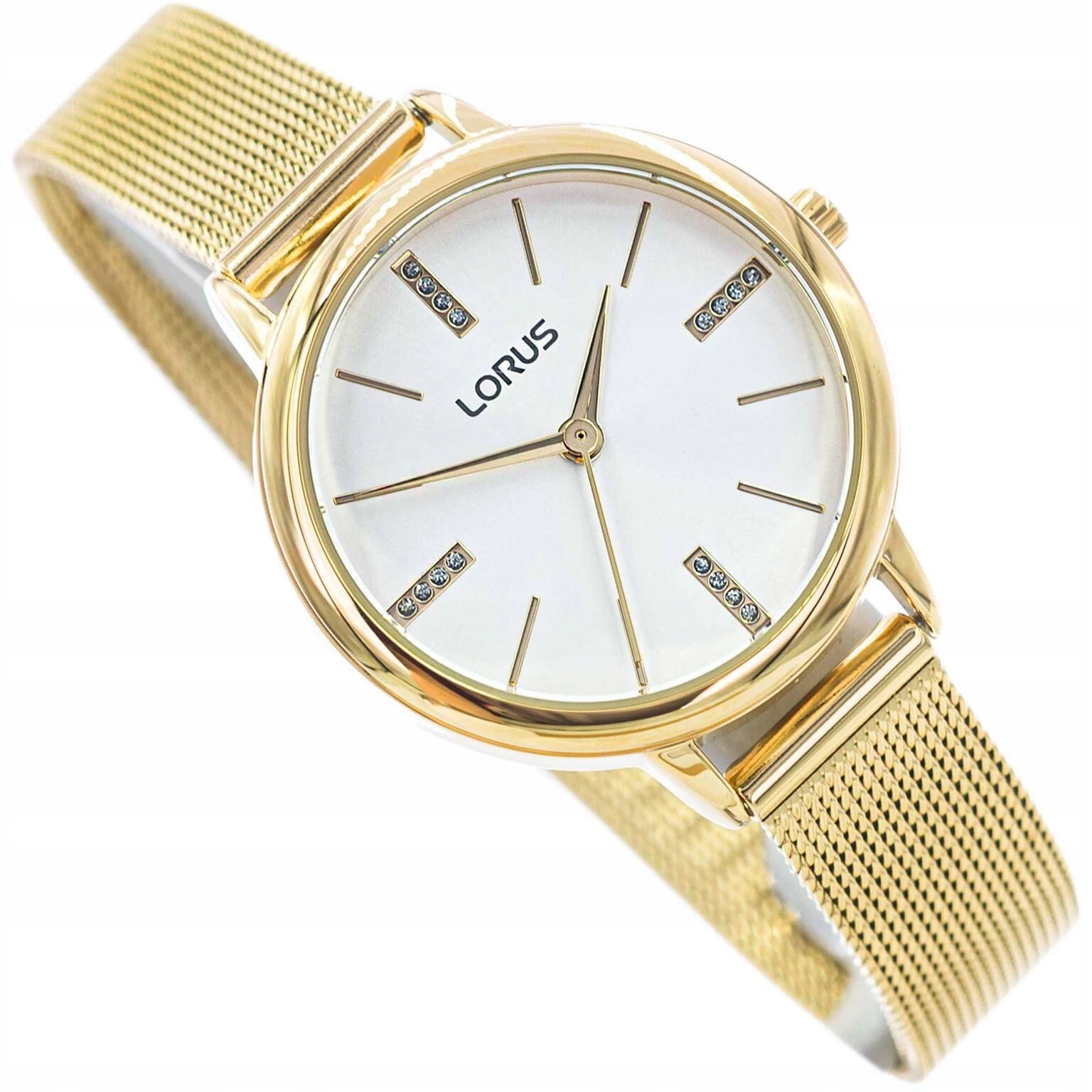 Dámské Hodinky Lorus RG214QX5 Na Mesh Náramku Se Zlatými Zirkony