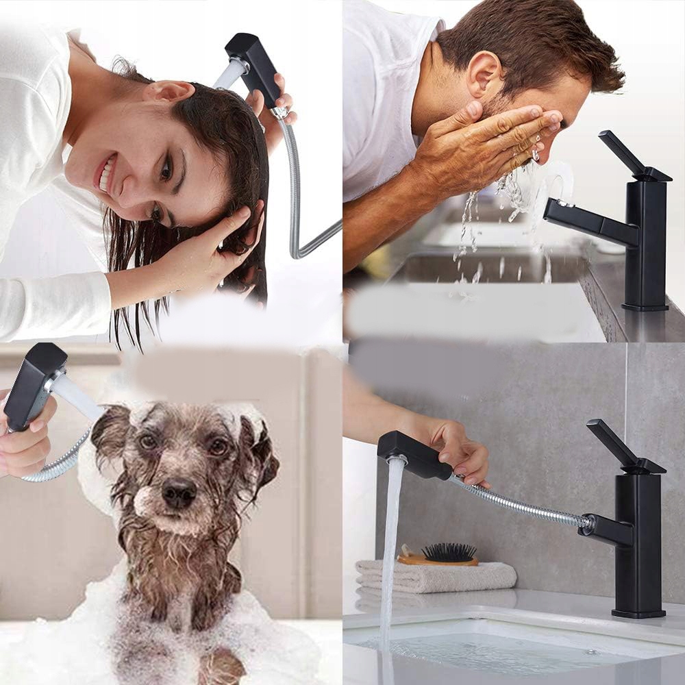 BATERIA STOJĄCA KRAN DO UMYWALKI CZARNA CUBE NISKA Kolor czarny