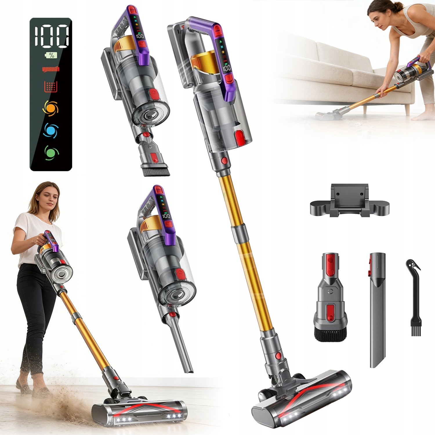 Inteligentní 6V1 Bezdrátový Vysavač 550W 55KPA Pro Domácí Kancelář