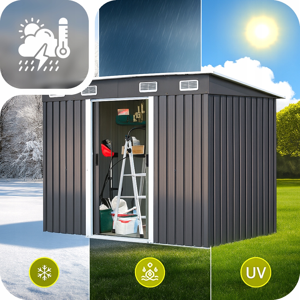 DOMEK NARZĘDZIOWY SCHOWEK NA NARZĘDZIA OGRODOWY SZOPA 238x126x181 cm Szerokość produktu 126 cm