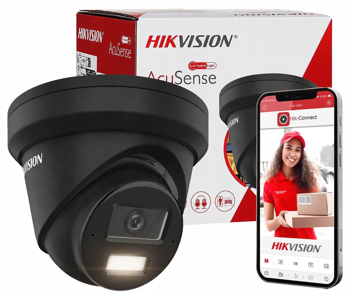 Czarna kamera kopułowa Ip Hikvision DS-2CD2363G2-LI2U-BLACK 6Mpx AcuSense