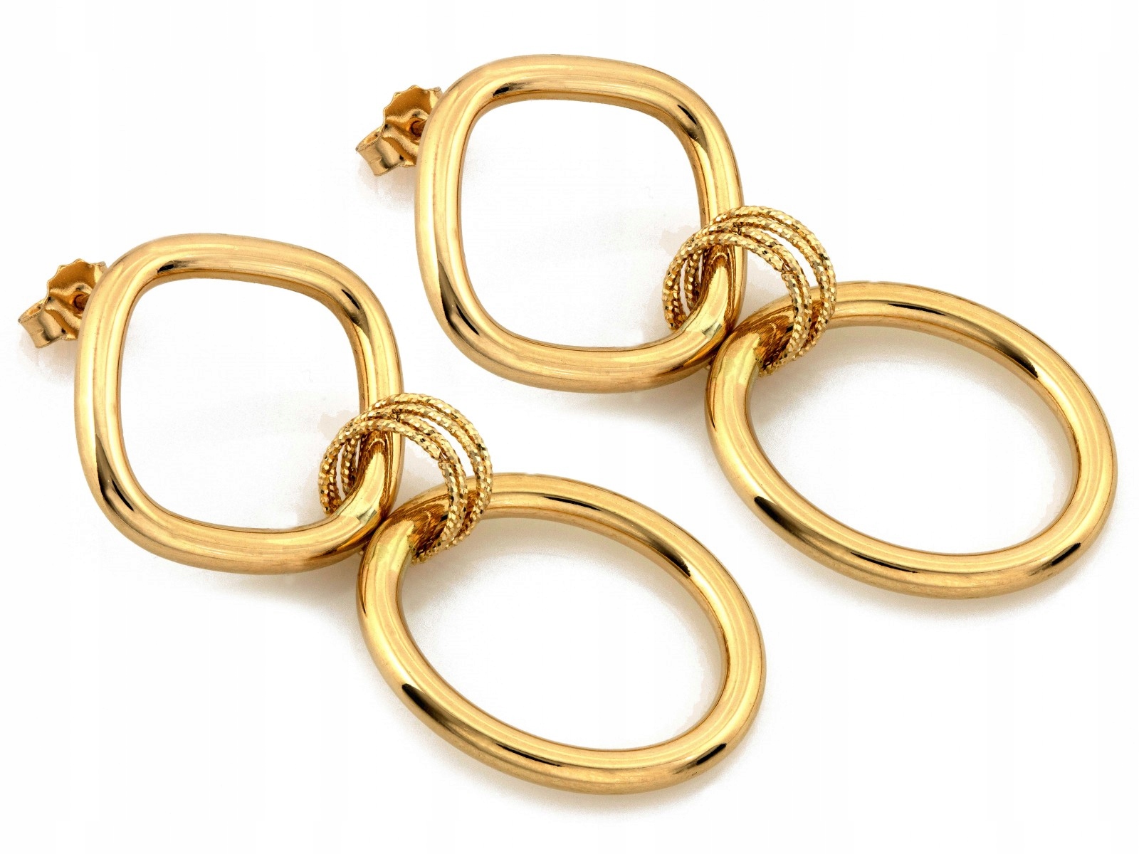 Zlaté Náušnice 585 14K, velké propletené geometrické kruhy o hmotnosti 6,73 g, dárek