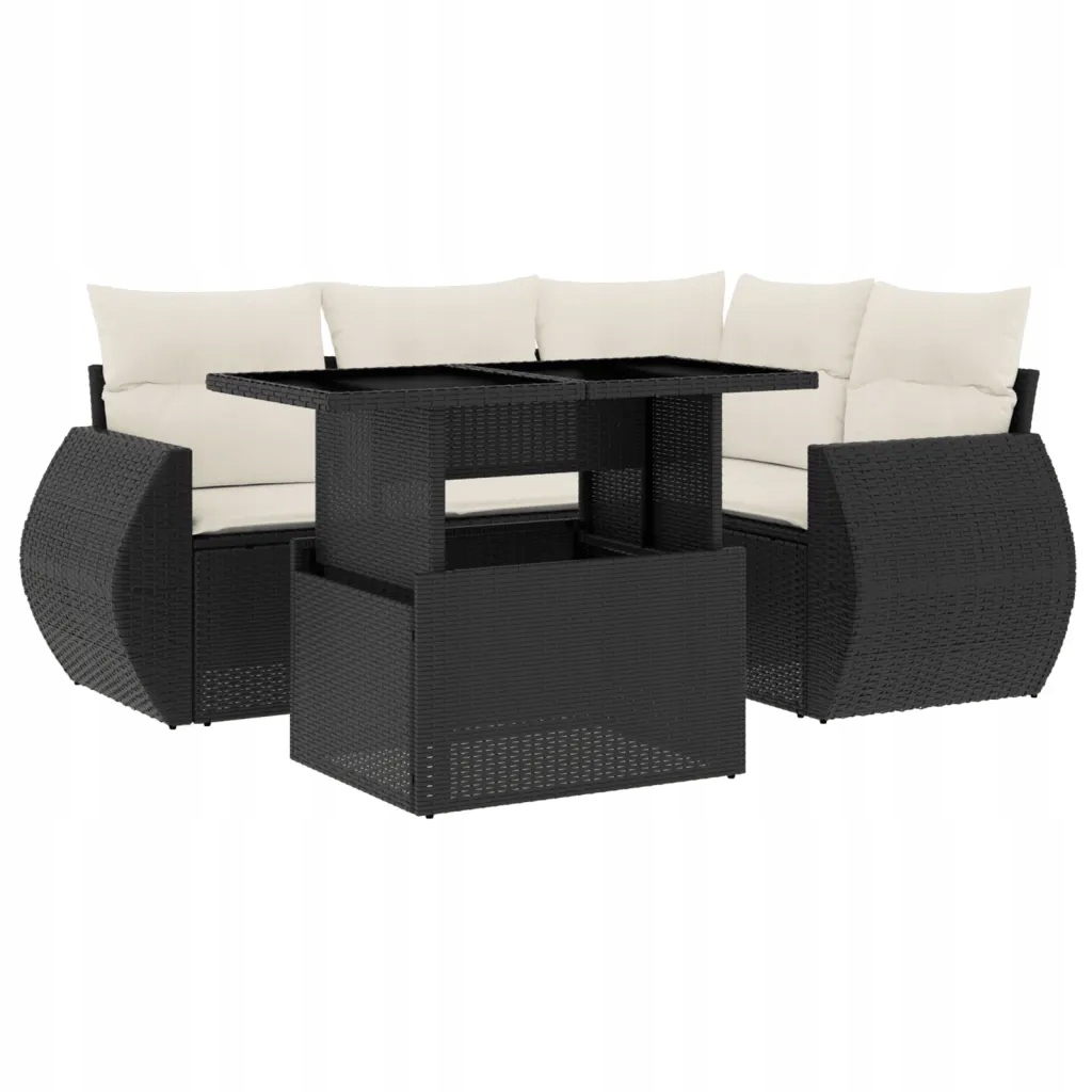 Set zahradního nábytku technorattan vidaXL černý 5 el.