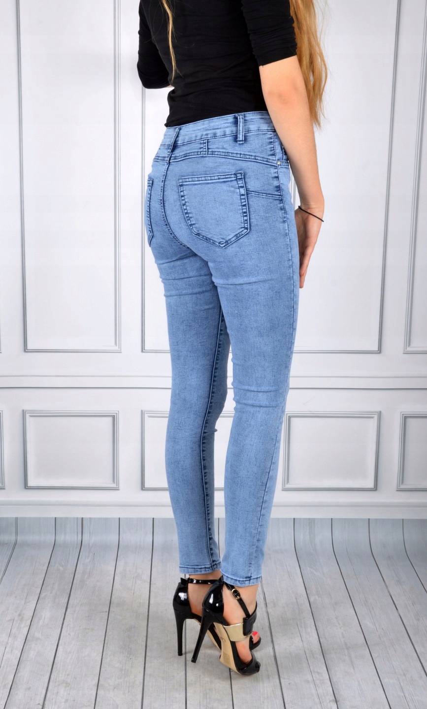 Spodnie Jeansy Wysoki Stan Jeansowe Push-Up Skinny Model Modelujące