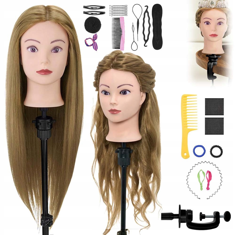 Hlava Kadeřnická Tréninková 71 CM Klip Sada Nástrojů Pro Tkaní Vlasů