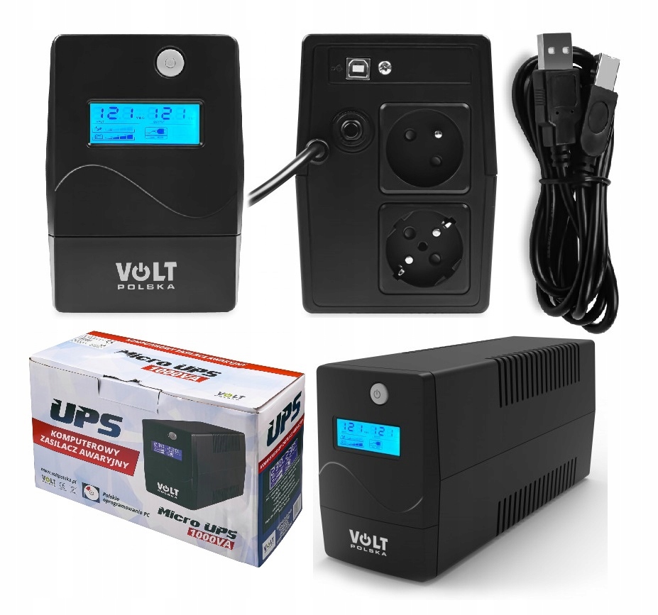 Zasilacz awaryjny komputerowy Ups Volt Polska 1000 Va 600W 9AH Usb