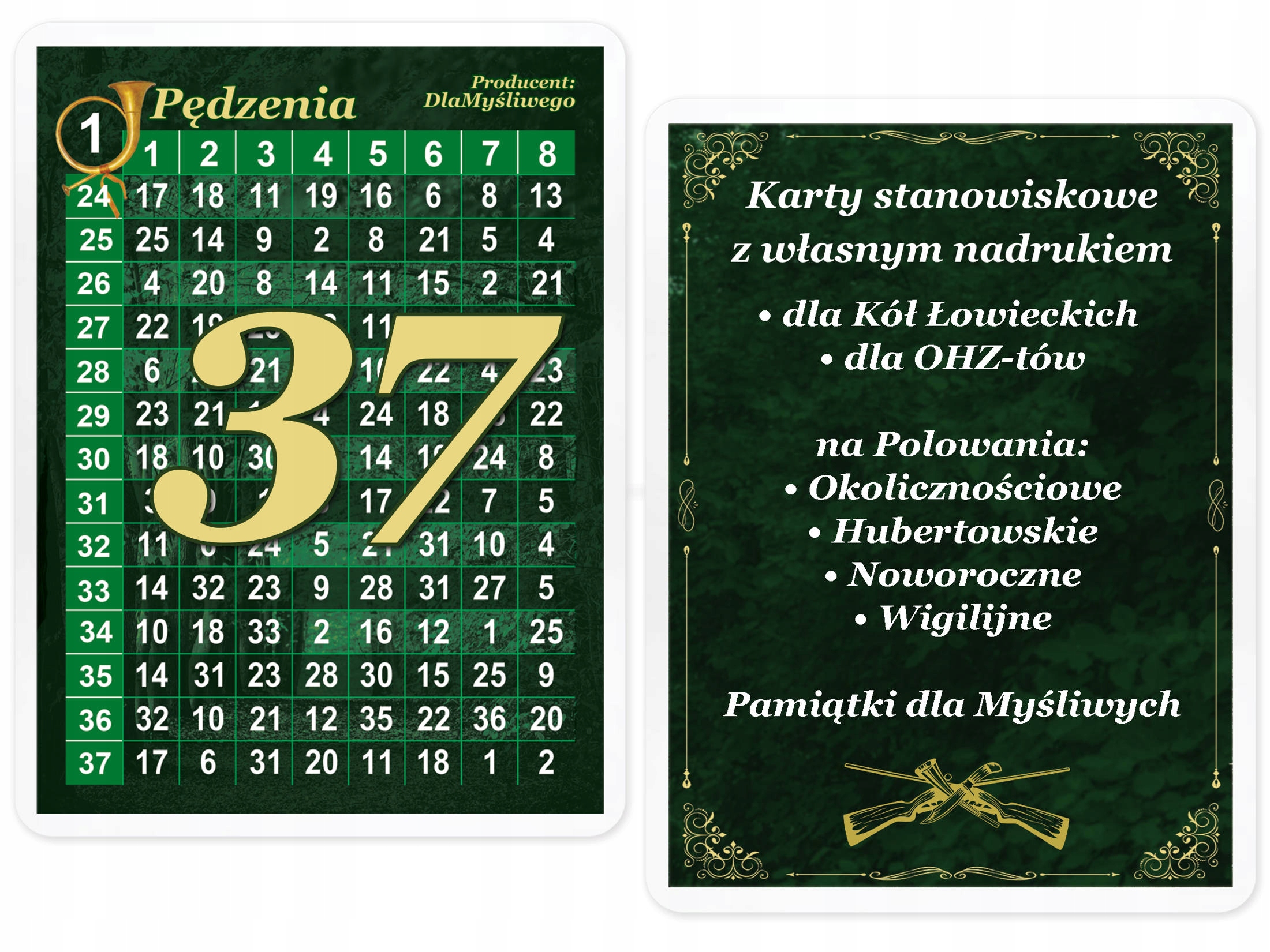 Tabulky losování s Vlastním potiskem 24-37 myslivců