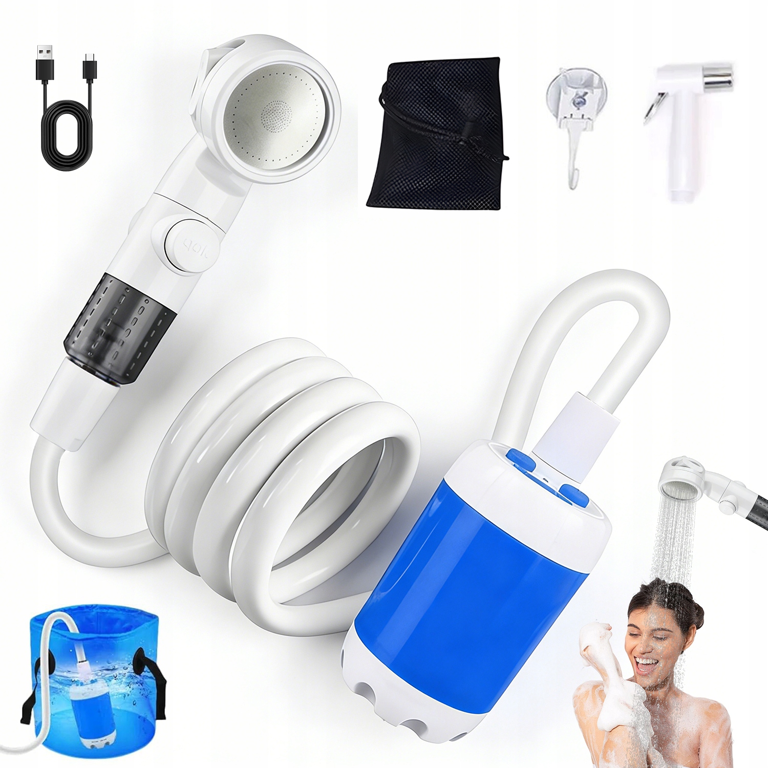 Turistická Bezdrátová Kempingová Sprcha 4000MAH 2 M Hadice S Pumpičkou