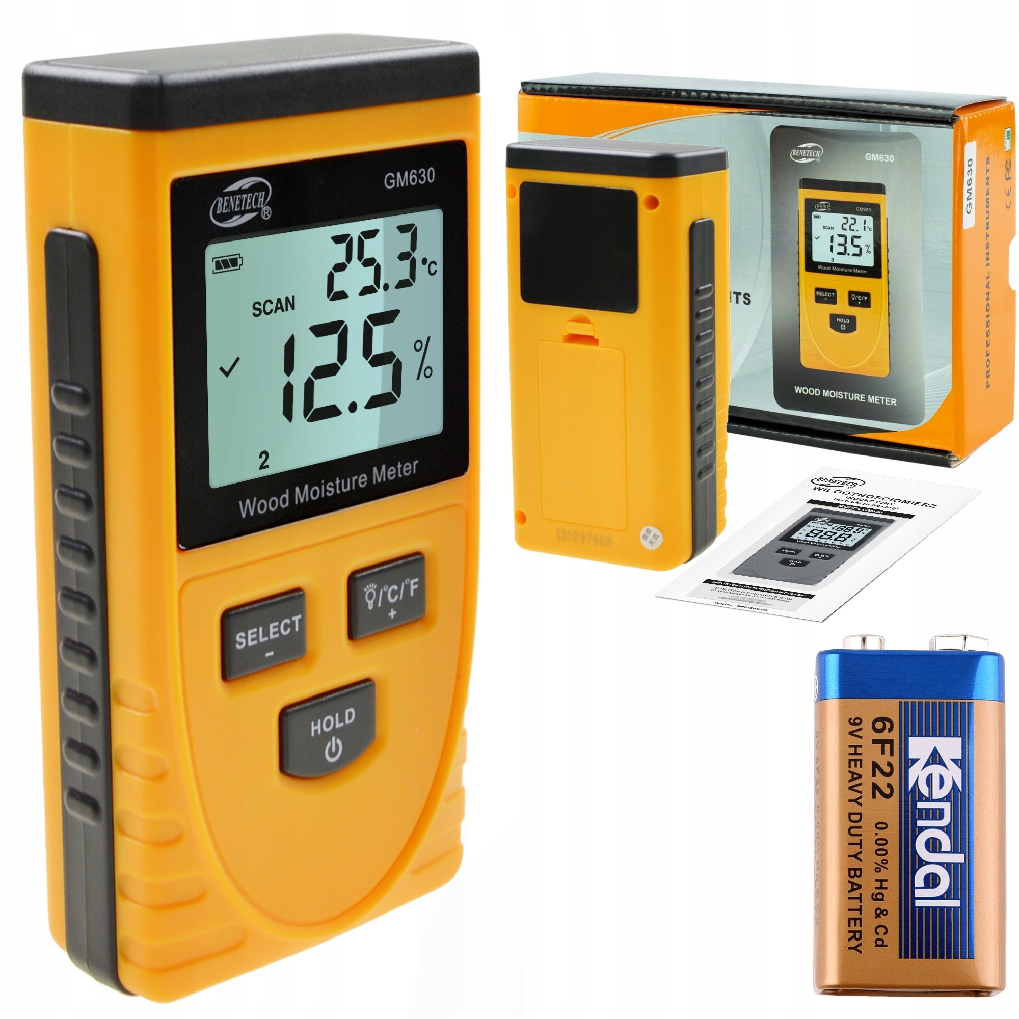 BEZINWAZYJNY WILGOTNOŚCIOMIERZ INDUKCYJNY MIERNIK WILGOTNOŚCI DO DREWNA LCD