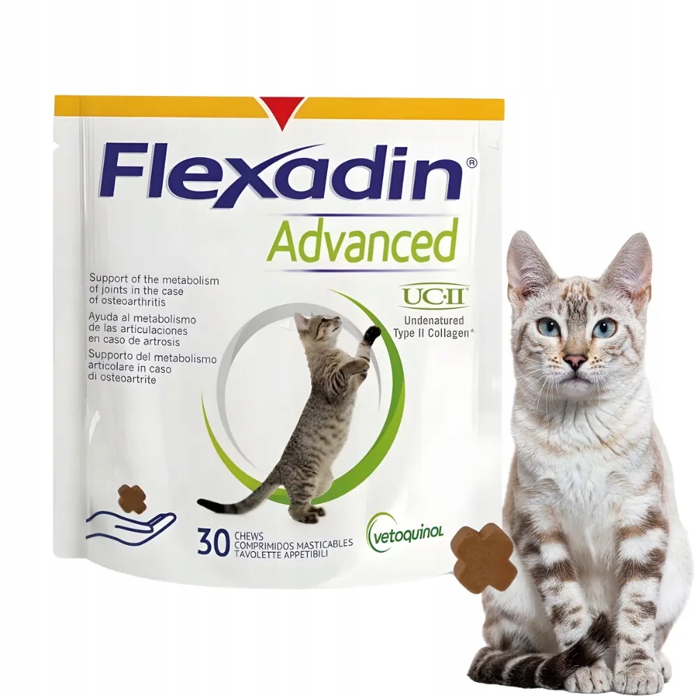 Vetoquinol Flexadin Advanced Cat 30 kęsów Wsparcie kocich stawów