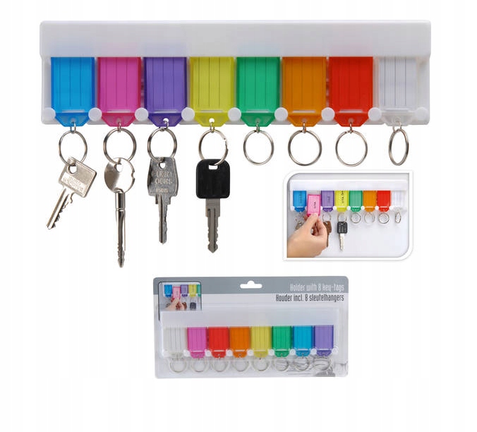 Wieszak na klucze brelok do kluczy zestaw 8 sztuk