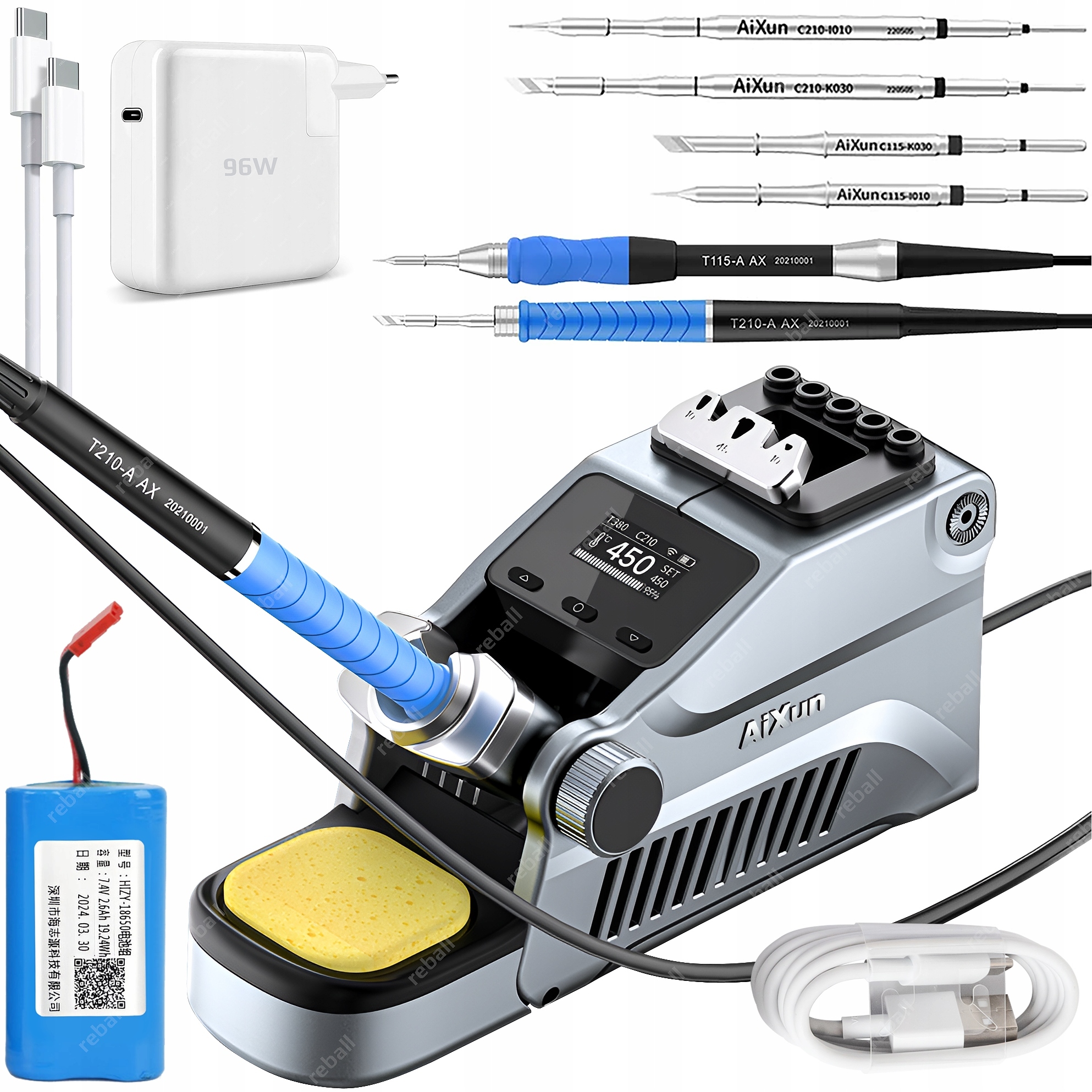 Přesná Pájecí Stanice Aixun T380 Výkonná 80W Groty 2xC210 2xC115 Usb-c