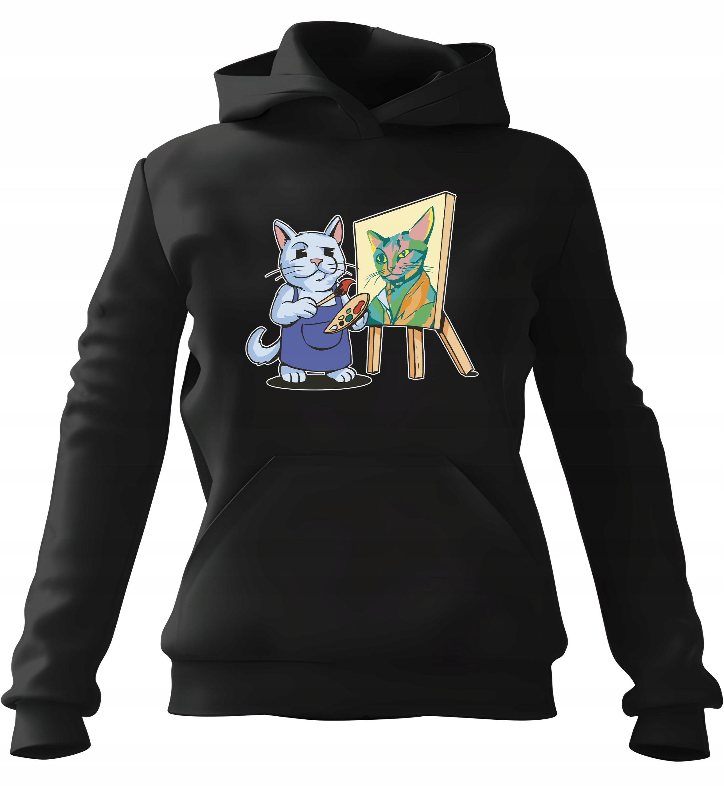 Dámská Mikina Cat s kapucí černá Xs