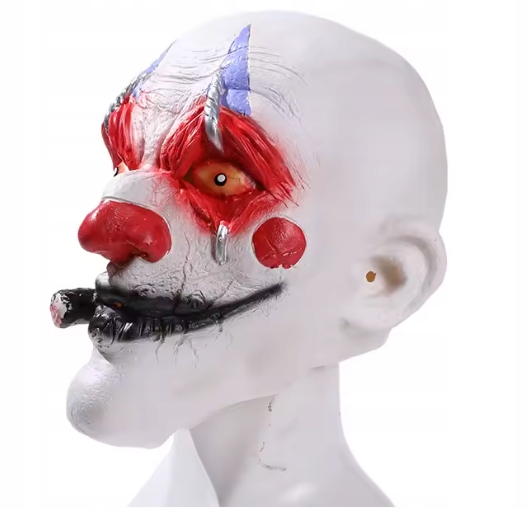 LATEKSOWA MASKA STRASZNY ŁYSY KLAUN Z CYGAREM HALLOWEEN PRZEBRANIE Kod producenta 0755