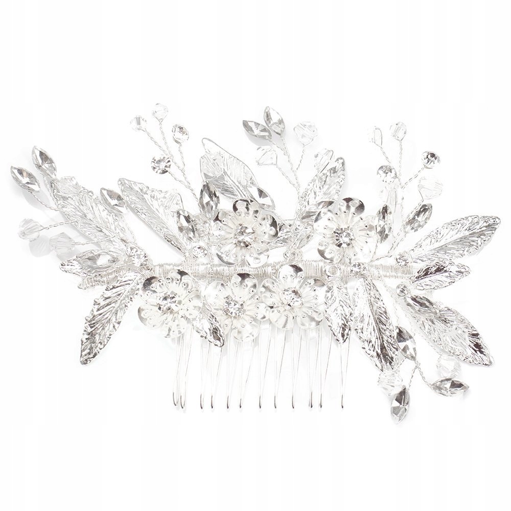 OZDOBA DO WŁOSÓW - kolor srebrny - ŚLUBNA grzebyk CYRKONIE