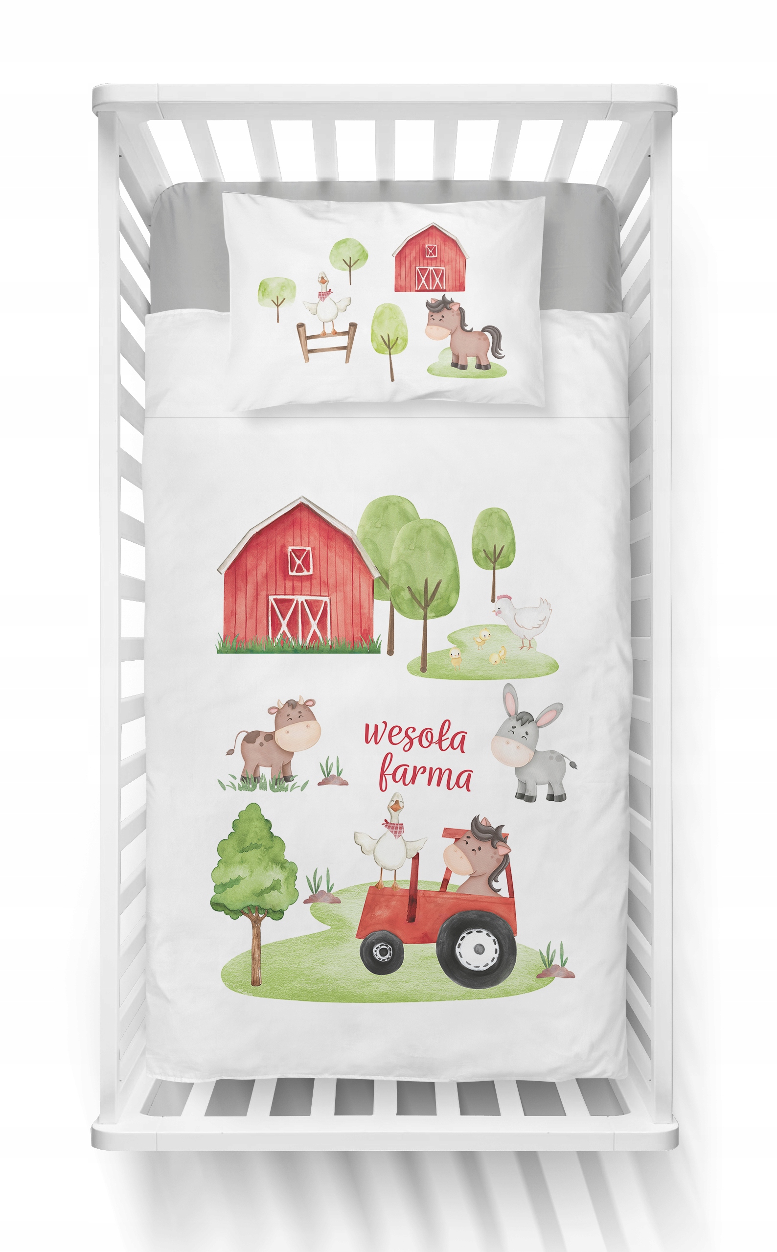 Pościel Łóżeczkowa 90x120 Traktor Czerwony