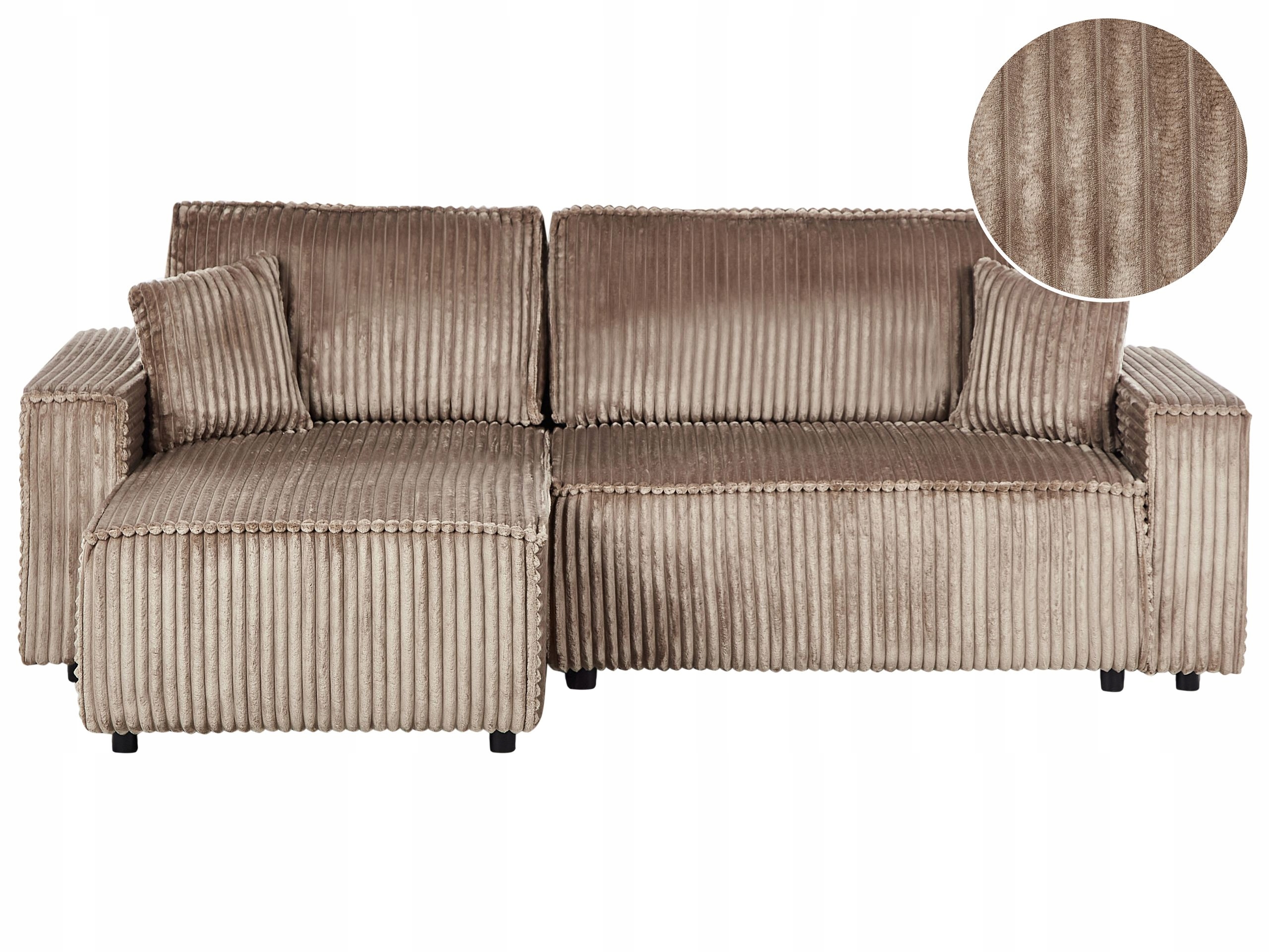 Sofa narożna prawostronna rozkładana w kolorze brązowym