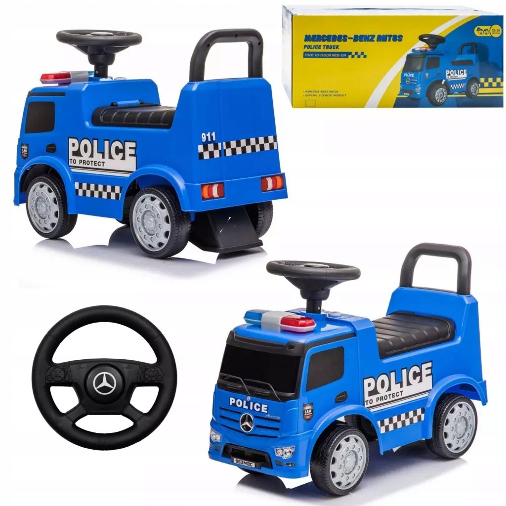 Mercedes Jeździk Pchacz Dźwięki Policja Blue Baby mix