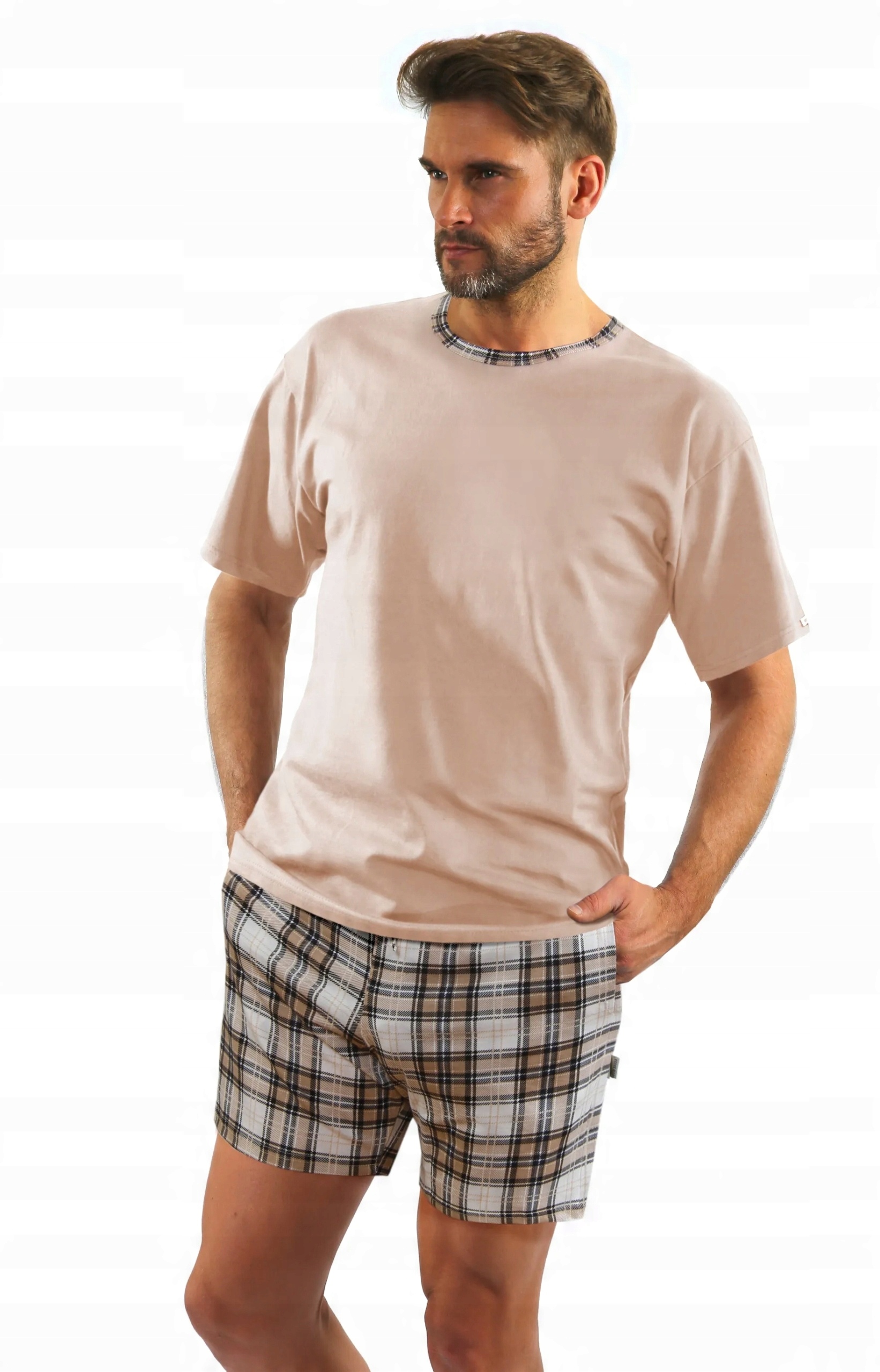 Sesto Senso Pánské pyžamo Krátké 2576/53 Béžová 4XL