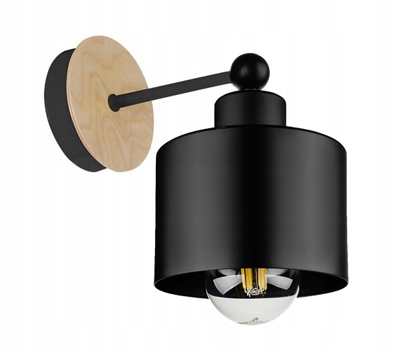 

Lampa Kinkiet E27 ścienny stały loft metal drewno
